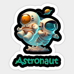 Cute ufo astronauts floating in space Sticker